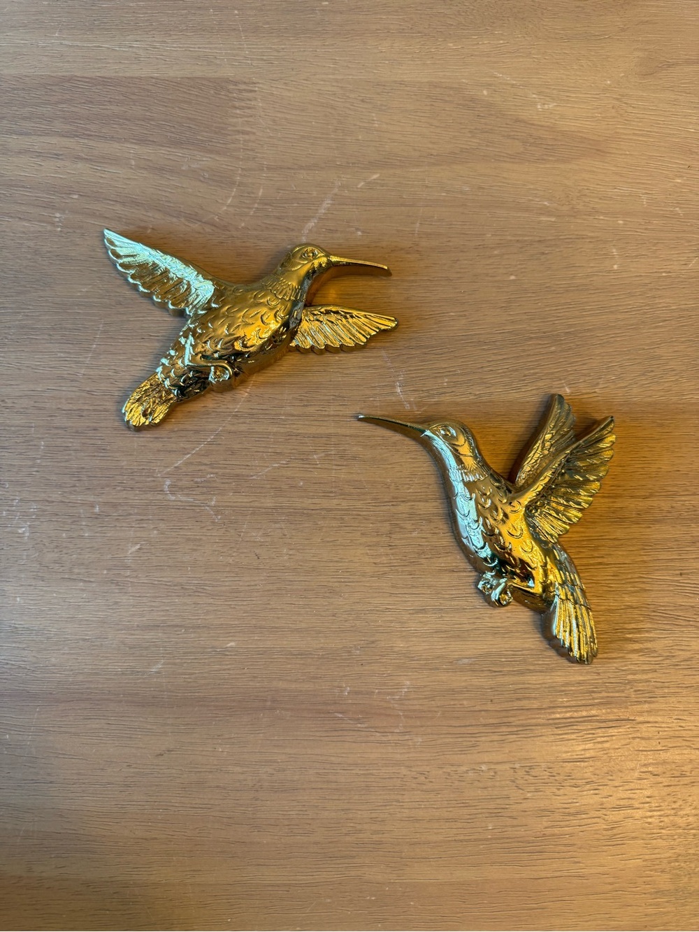 Vintage 1985 Home Interiors Homco Set Gold Hummingbird Bird Wall Plaques Decor